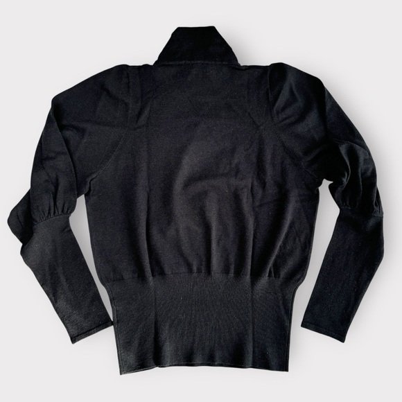 EXPRESS High Ribbed Blouson Sleeve‎ Turtleneck Sweater Black S Party Office New - Picture 7 of 13